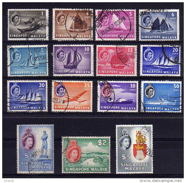 Singapore - 1955/58 - Definitives (Part Set) - Used - Singapour (...-1959)