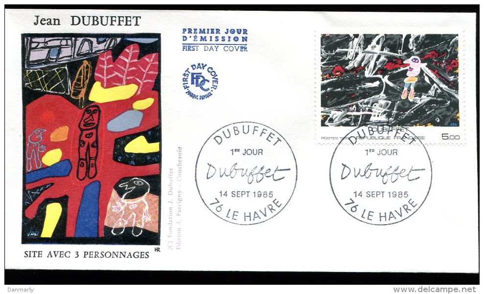 FDC 14/09/85 : DUBUFFET "Site Avec 3 Personnages" - Andere & Zonder Classificatie