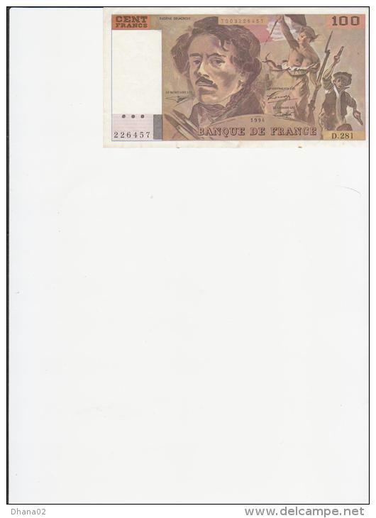 CENT FRANCS Delacroix 1994 (occasion) - 100 F 1978-1995 ''Delacroix''