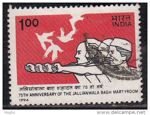 India Used 1994, 75th Anniversary Of Jallianwala Bagh Massacre, Bird Dove, - Oblitérés