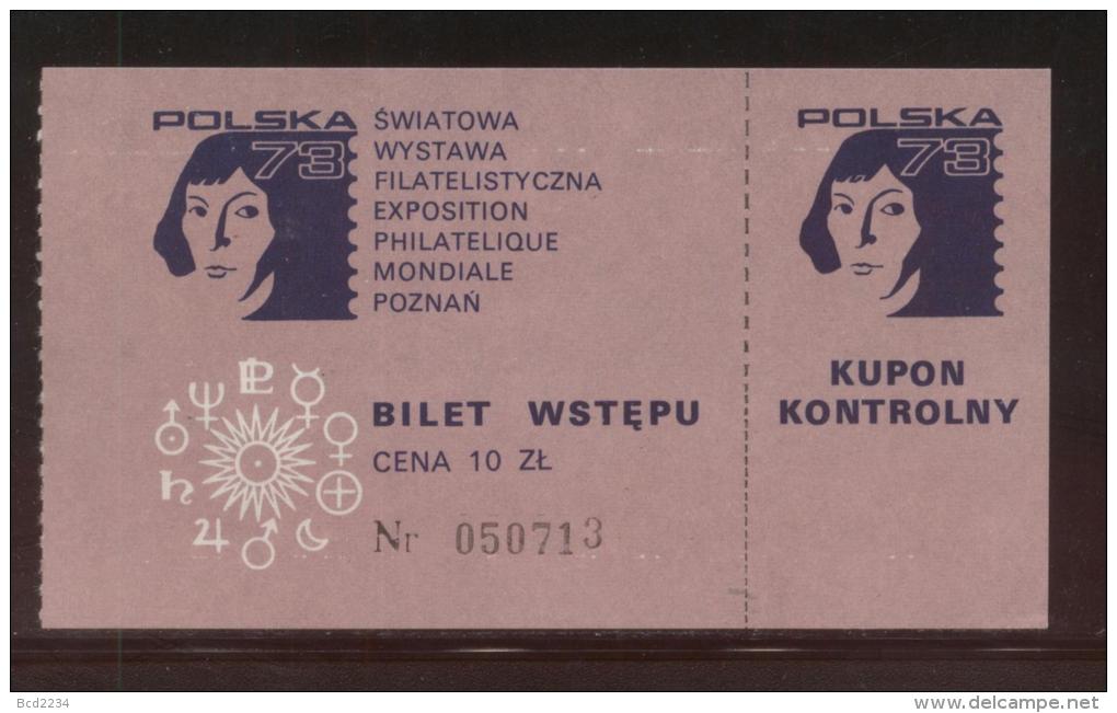 POLAND 1973 POLSKA 73 STAMP EXHIBITION EXPO COPERNICUS TICKET T5 ASTRONOMER ASTRONOMY - Otros & Sin Clasificación