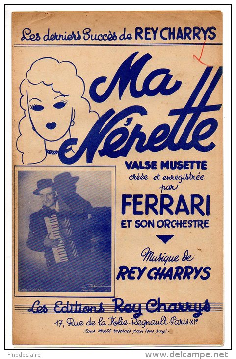 Partition - Ma Nénette De Rey Charrys - Partitions Musicales Anciennes