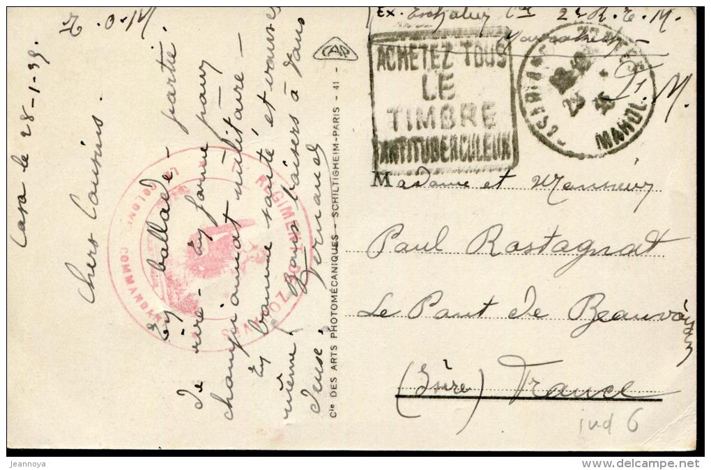 MAROC - CPA EN FM, CACHET SPECIAL " 1er REGIMENT DE ZOUAVES ", OBL. DAGUIN FLAMME DE CASABLANCA LE 29/1/1935 - TB - Usati