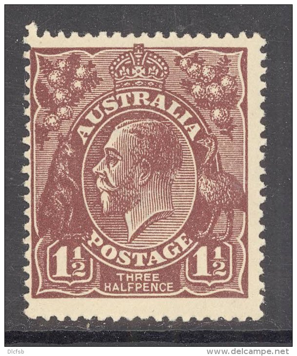 AUSTRALIA, 1918 1&frac12;d Chocolate (SG59b) Very Fine MM - Used Stamps