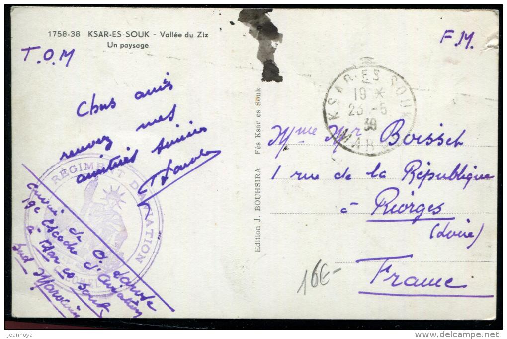 MAROC - CPA EN FM, CACHET SPECIAL " REGIMENT D'AVIATION ", OBL. KSAR ES SOUK LE 23/5/1939 - TB - Usati