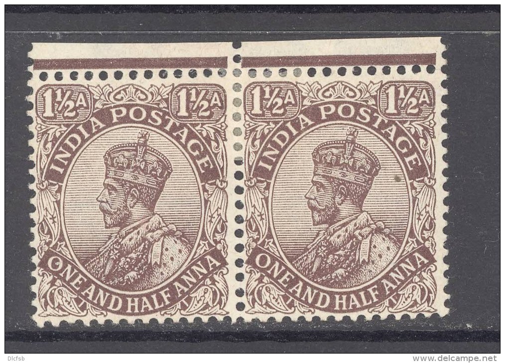 INDIA, 1911 1&frac12;As  Pair With Part Margin Very Fine MM, Cat &pound;11++ - 1911-35 Roi Georges V