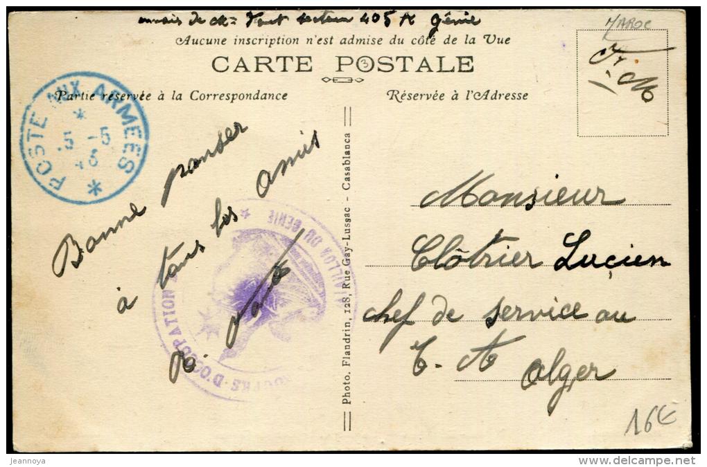 MAROC - CPA EN FM, CACHET SPECIAL " TROUPES D'OCCUPATION / BATAILLON DU GENIE ", OBL. POSTE AUX ARMÉES LE 5/5/1943 - TB - Usati