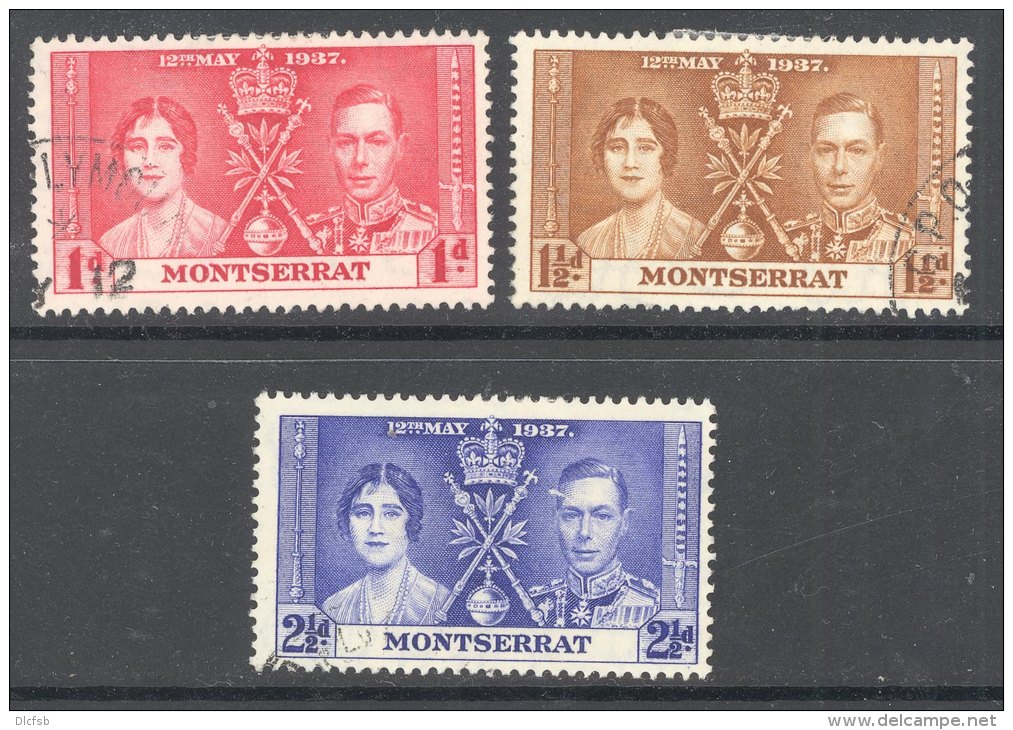 MONTSERRAT, 1937 Coronation Set VFU - Montserrat