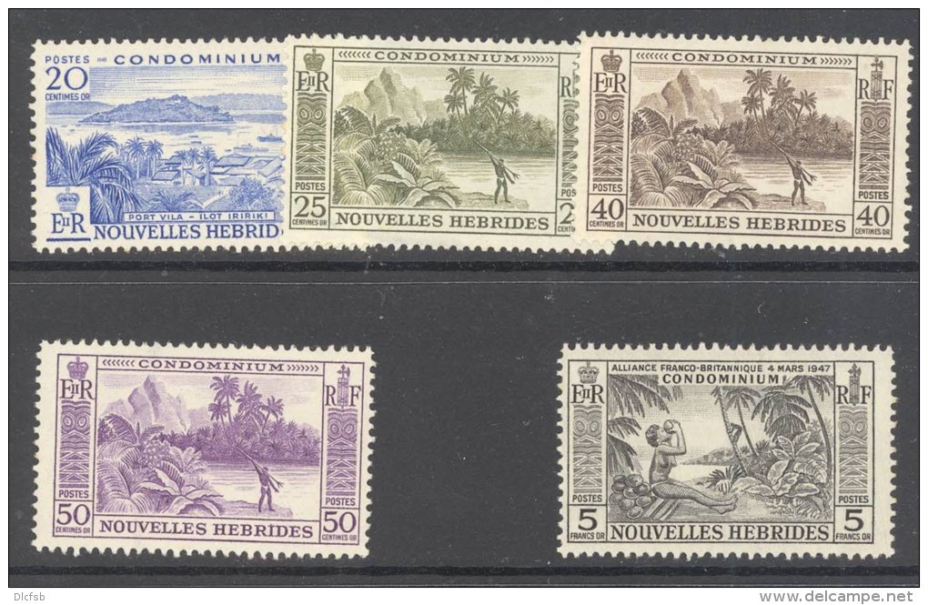 NEW HEBRIDES (inscribed In French), 1957 Selection To 5 Franc UM (MNH), Cat &pound;37 - Ongebruikt