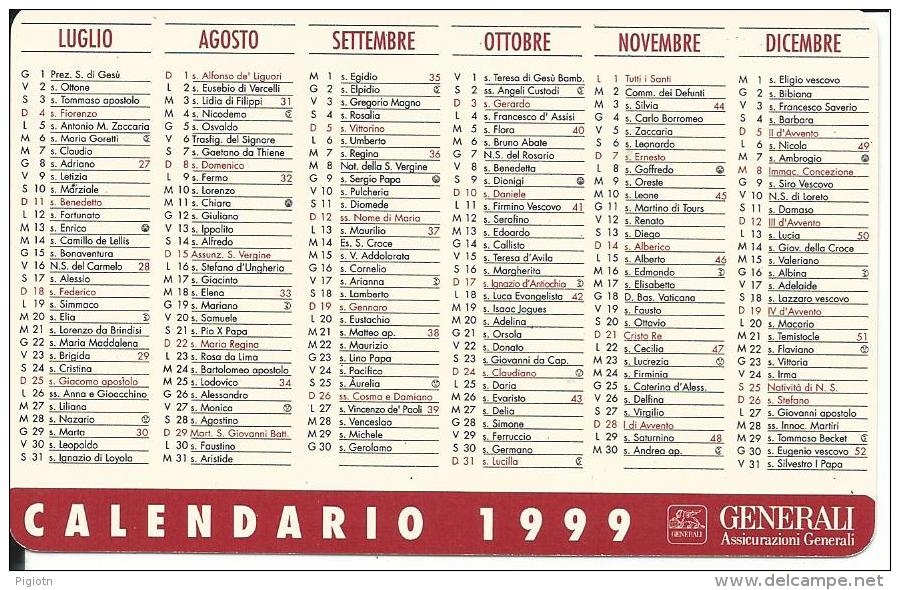 CAL518 - CALENDARIETTO 1999 - GENERALI - ASSICURAZIONI - Formato Piccolo : 1991-00