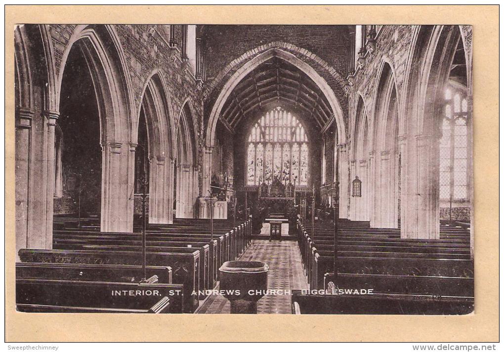 RP INTERIOR ST ANDREWS CHURCH BIGGLESWADE BEDFORDSHIRE UNUSED OLD POSTCARD - Hertfordshire