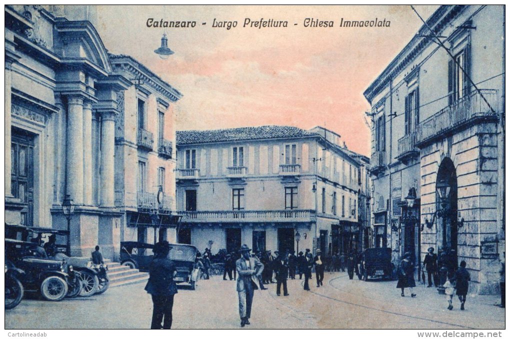 [DC7104] CATANZARO - LARGO PREFETTURA - CHIESA IMMACOLATA - Viaggiata 1927 - Old Postcard - Catanzaro