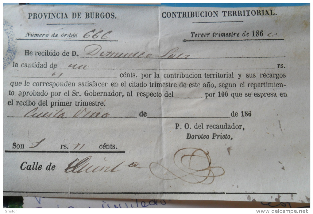 Burgos Contribucion 1860 - Espagne