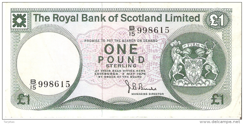 BILLETE DE ESCOCIA DE 1 POUND DEL AÑO 1976  (BANKNOTE) - 1 Pond