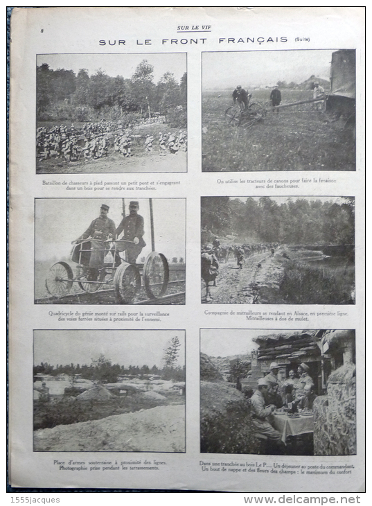 SUR LE VIF N° 89 / 22-07-1916 : HOCHE JOFFRE HYDE-PARK FRONT FRANÇAIS NICOLAS II  LABOURAGE ÉLÉPHANTS - Weltkrieg 1914-18