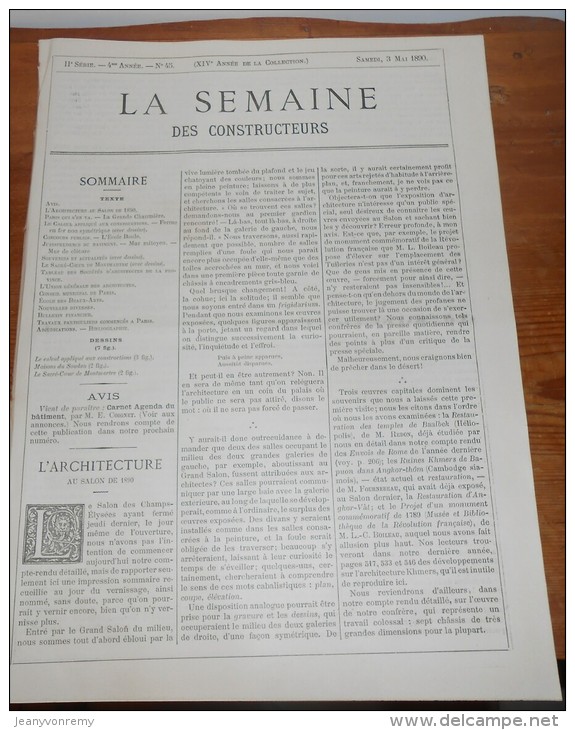 La Semaine Des Constructeurs. N°45. 3 Mai 1890. L'église Du Sacré Coeur à Montmartre.Maison Au Soudan. Habitation Bambar - Revistas - Antes 1900