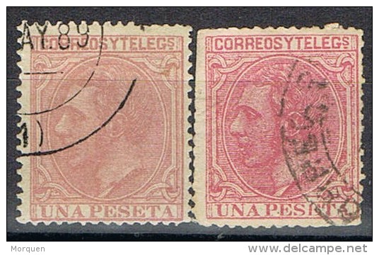 Sellos 1 Pts Alfonso XII 1882, Variedad Color, Num 207 - 207a º - Usados