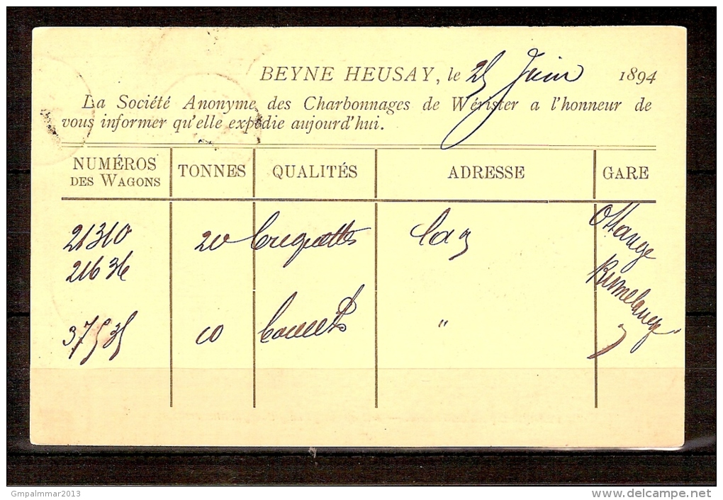 Postkaart Met Nr. 45 Verstuurd Uit BEYNE-HEUSAY Naar RUMELANGE (LUXEMBURG) Dd. 25/6/1894 ! LUXE ! - 1869-1888 León Acostado
