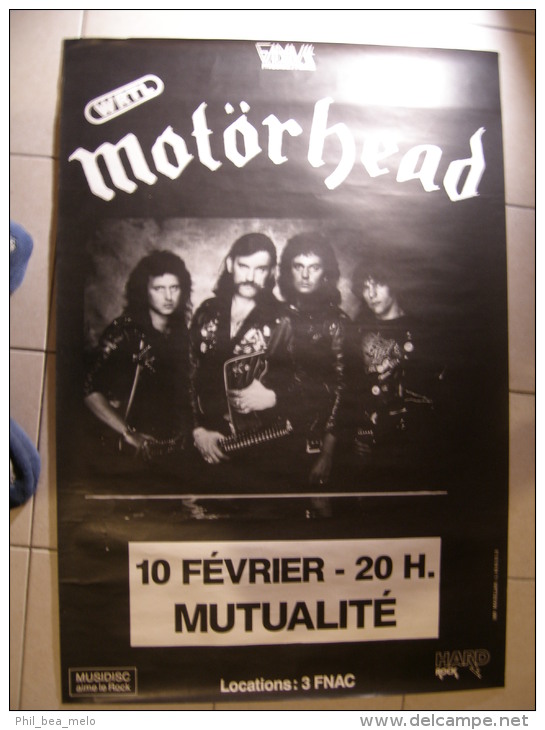 MUSIQUE - MOTÖRHEAD - GRANDE AFFICHE CONCERT - PARIS MUTUALITE 10 FEV. 1987 - 115x78cm - Affiches & Posters