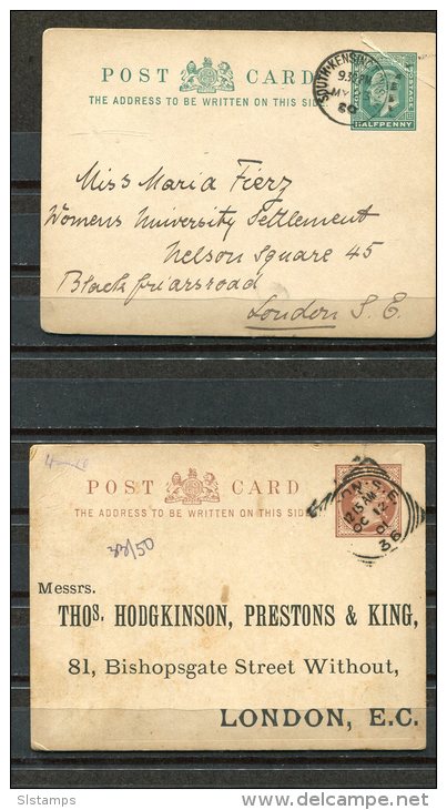 Great Britain 1936 (2) Postal Cards To London - Covers & Documents