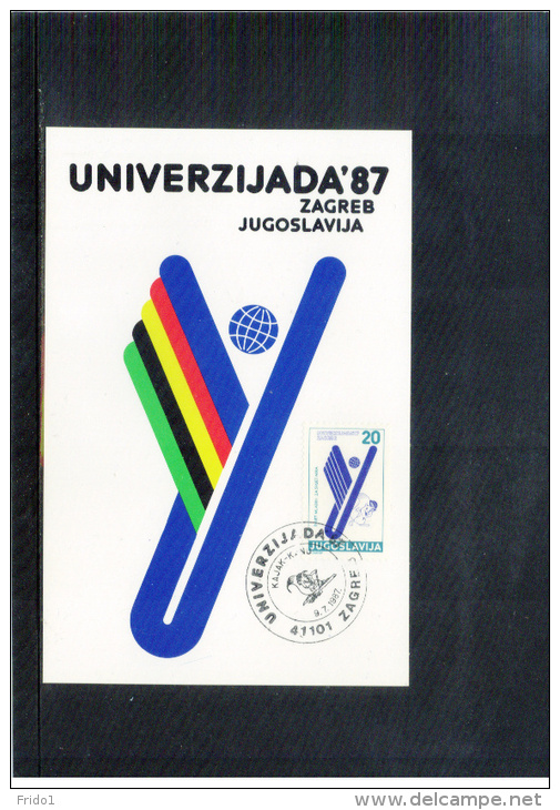 Yugoslawien / Yugoslavia / Yougoslavie 1987 Univerzijada Zagreb / University Games Kayak - Canoe  Maximumcard - Kanu