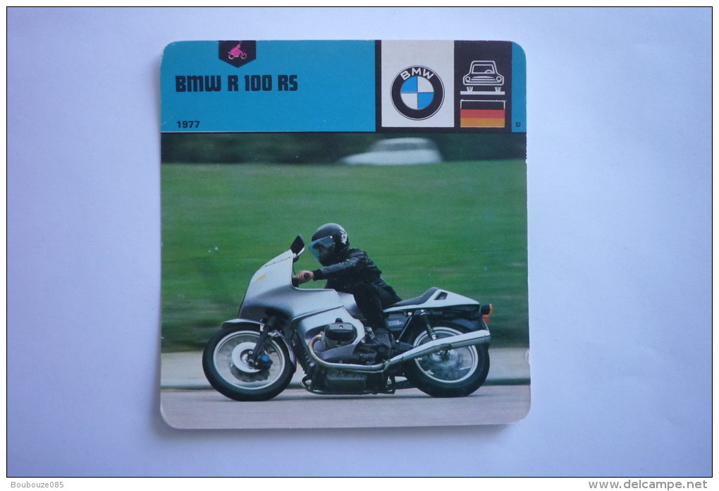 Transports - Sports Moto - Carte Fiche Moto -  Bmw R 100 Rs - 1977 ( Description Au Dos De La Carte ) - Motorcycle Sport