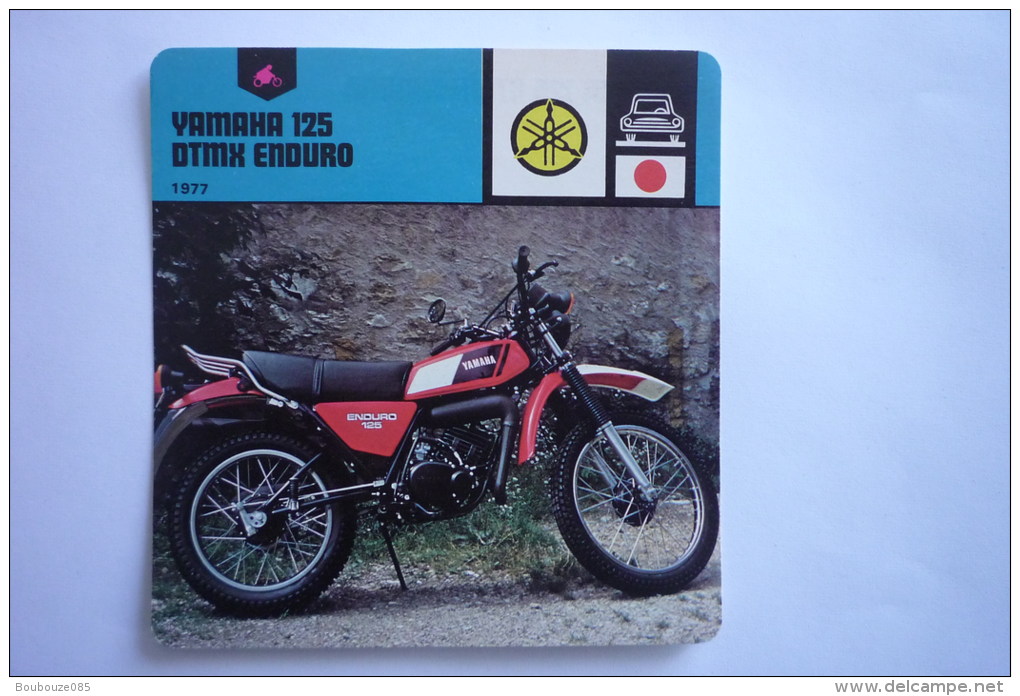 Transports - Sports Moto - Carte Fiche Moto -  Yamaha 125 Dtmx Enduro - 1977 ( Description Au Dos De La Carte ) - Moto Sport