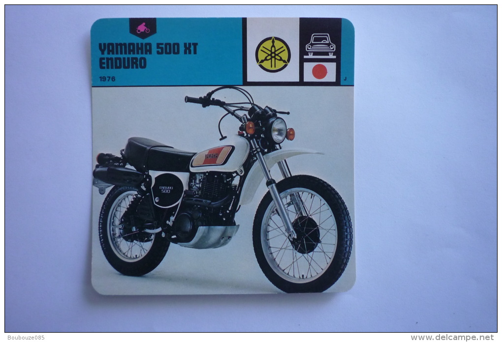 Transports - Sports Moto - Carte Fiche Moto -  Yamaha  500 Xt Enduro  - 1976 ( Description Au Dos De La Carte ) - Motorcycle Sport