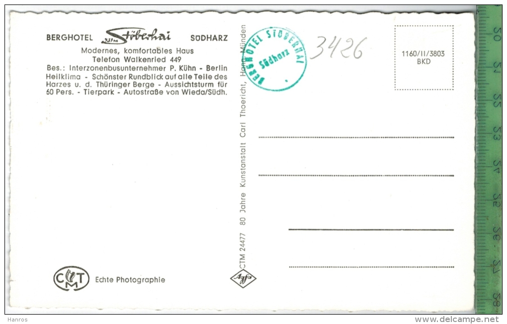 Berghotel Stöberhai  Um 1960/1970 Verlag: Carl Thoericht, Hann Münden  POSTKARTE, Erhaltung: I-II,  Karte Wird In Klarsi - Osterode