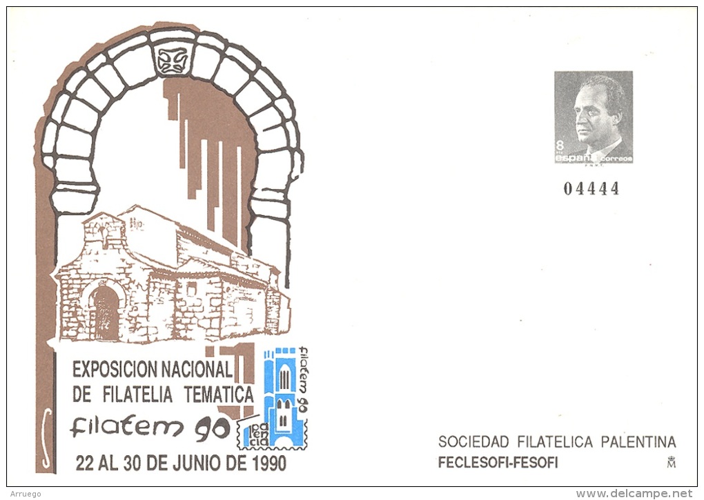 SPAIN. POSTAL STATIONARY FILATEM'90. PHILATELIC EXHIBITION THEME. PALENCIA 1990 - 1931-....