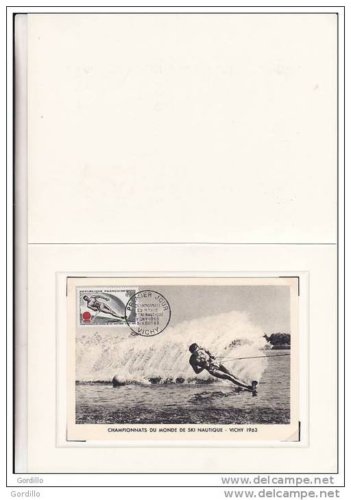 FDC + Carte Maximum Championnat Du Monde De Ski Nautique Vichy 1963. - Water-skiing