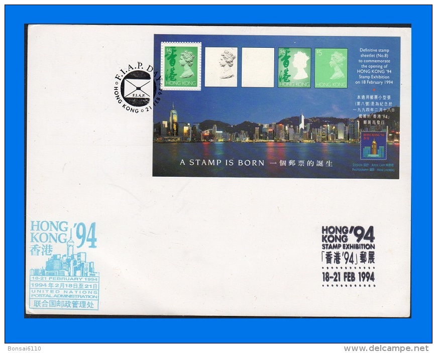 HK 1994-0001, Stamp Exhibition Souvenir Card With MS - Hong Kong ´94 Exhibition Postmark (2 Scans) - Cartes-maximum