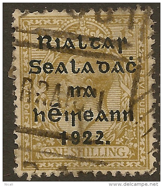 IRELAND 1922 1/- Bistre-brown SG 15 U ZC353 - Used Stamps