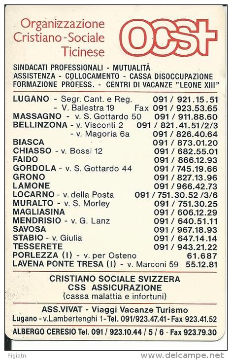 CAL562 - CALENDARIETTO 1999 - OCST - ORGANIZZAZIONE CRISTIANO-SOCIALE TICINESE - Formato Piccolo : 1991-00