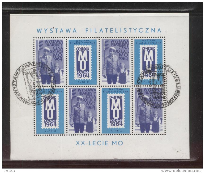 POLAND 1964 20TH ANNIV MO MILITIA POLICE POZNAN PHILATELIC EXPO S/S CANCELS POLICEMAN GIRL CHILD GENDARMERIE CINDERELLA - Politie En Rijkswacht