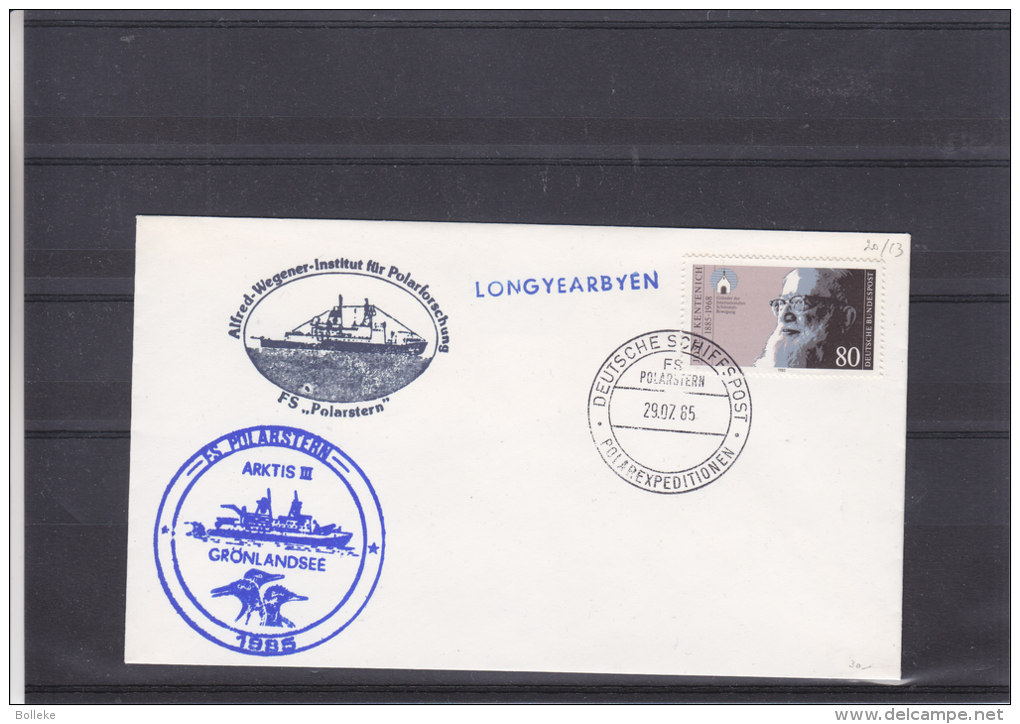 Philathélie - Polaire - République Fédérale - Lettre De 1985 - Navire Longyearbyen - Barcos Polares Y Rompehielos