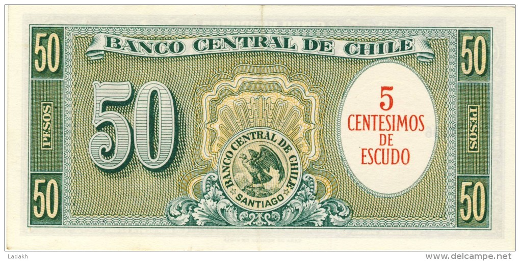 BILLET # CHILI # 1961 # PICK 98 # CINQ CENTIME D'ESCUDO SUR CINQUANTE PESOS # NEUF # - Chile