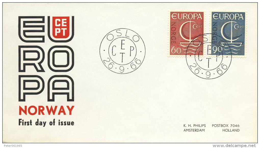 FDC Noorwegen - 1966 - Blanco / Open Klep - 1966