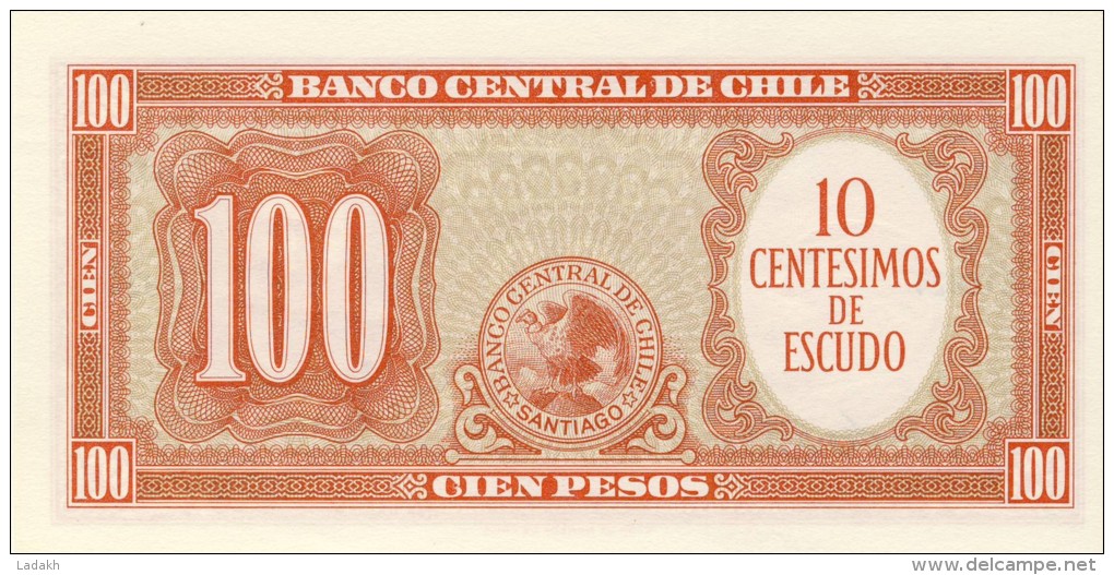 BILLET # CHILI # 1961 # PICK 99 # 10 CENTIMES D'ESCUDO SUR CENT PESOS # NEUF # - Chile