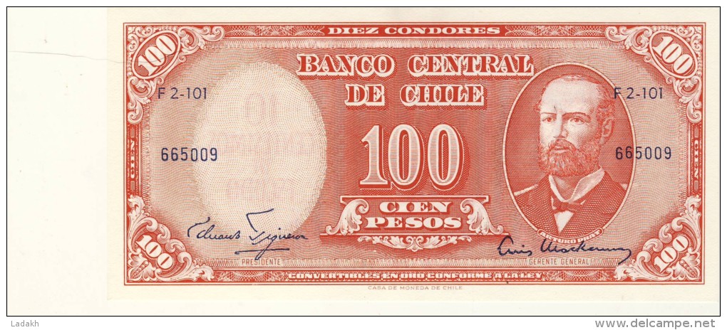 BILLET # CHILI # 1961 # PICK 99 # 10 CENTIMES D'ESCUDO SUR CENT PESOS # NEUF # - Chile