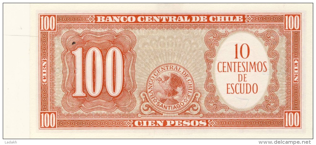 BILLET # CHILI # 1961 # PICK 99 # 10 CENTIMES D'ESCUDO SUR CENT PESOS # NEUF # - Chile