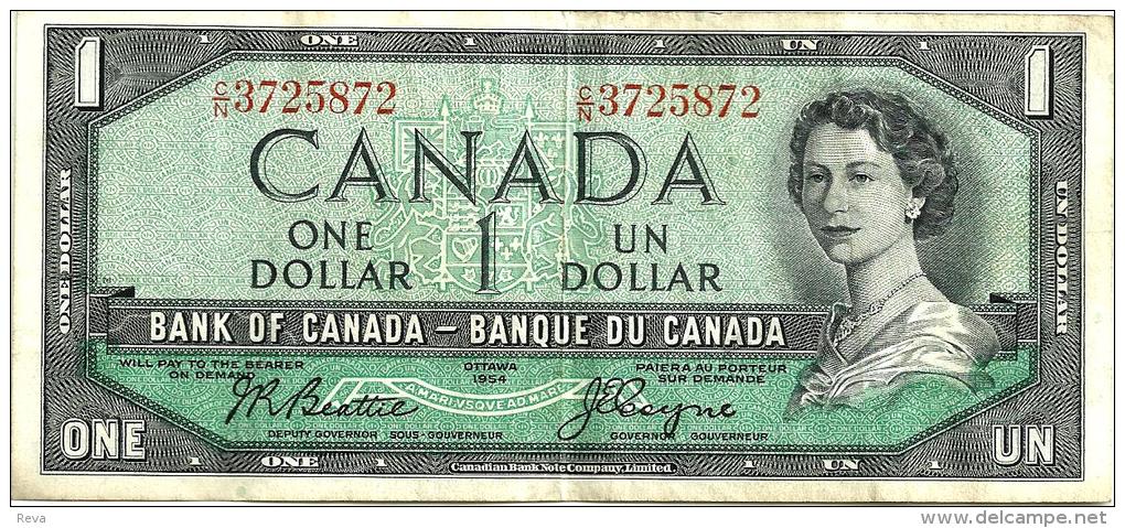 CANADA $1 GREEN QEII HEAD FRONT BUILDING BACK SIG BEATTIE-RASMINSKY ND(1961-72) AVF P75b  READ DESCRIPTION - Canada