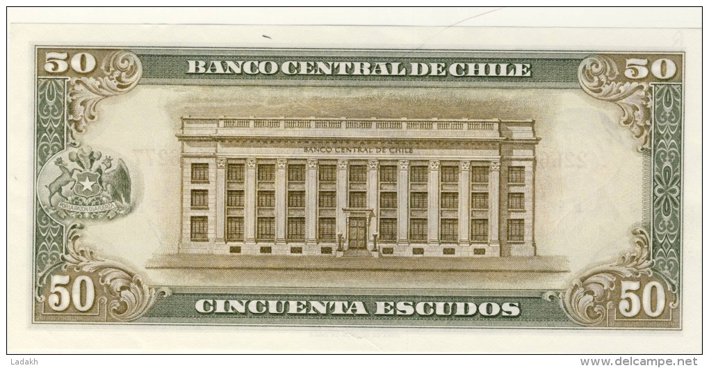 BILLET # CHILI # 1962 # PICK 109 # CINQUANTE ESCUDOS # NEUF # A.ALESSANDRI - Chile