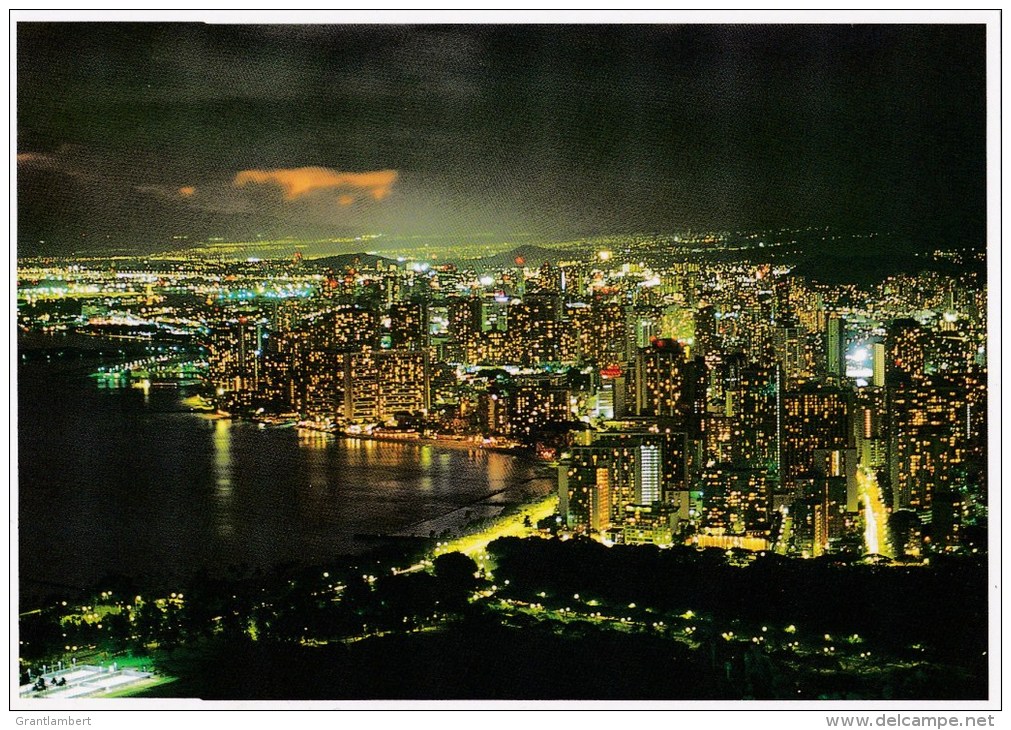 Waikiki At Night From Diamond Head Crater, Hawaii - Impact 7087-H Unused - Honolulu