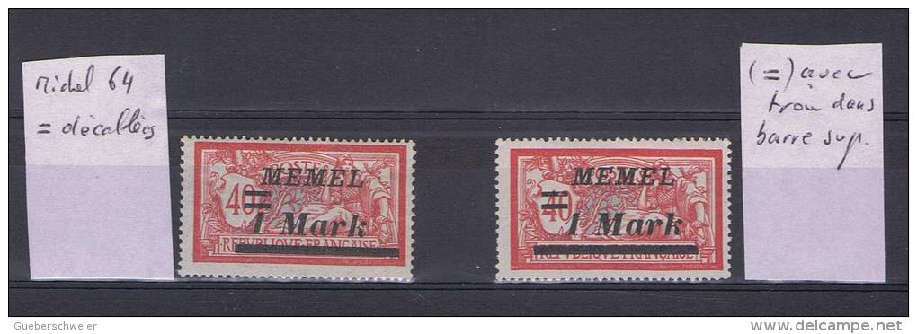 MEM 38 - MEMEL Mersons 2 Belles Variétés Du N° 57 - Doubles Barres Décallées Et Perforées Neufs* - Unused Stamps