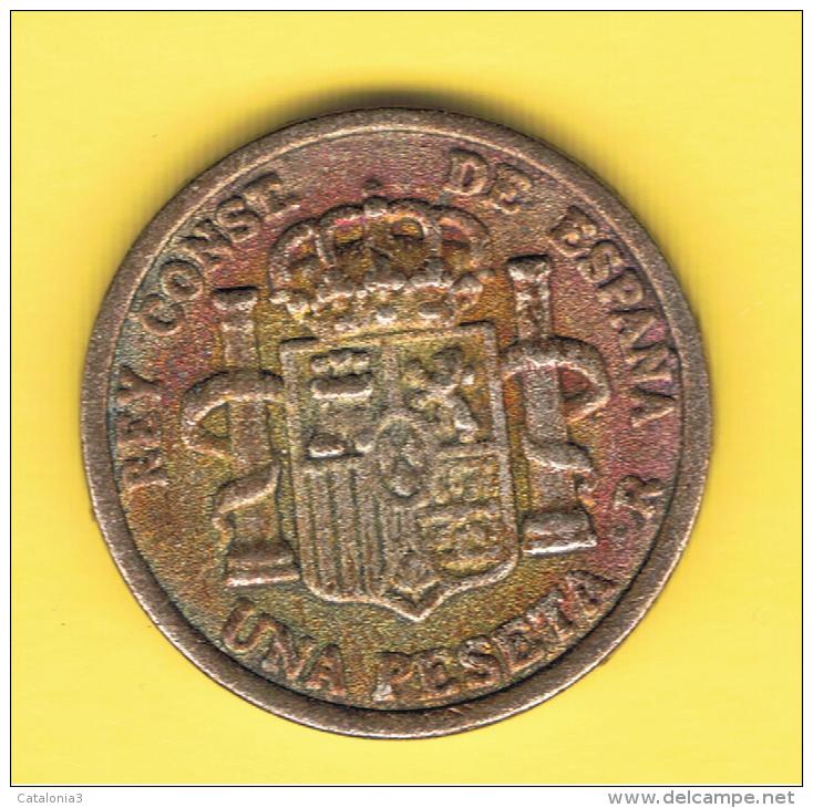 FICHAS - MEDALLAS // Token - Medal ~~ 1 Peseta 1891 Alfonso XIII Rep. Plateada - Profesionales/De Sociedad