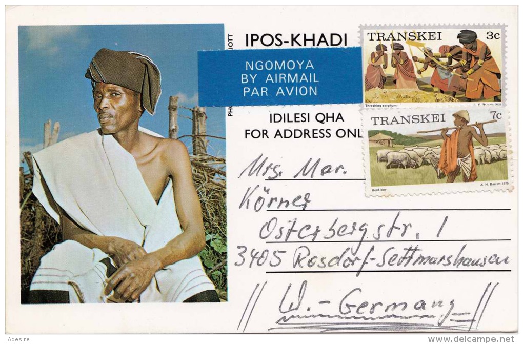 1979 TRANSKEI (Südafrika), 2 Fach Frankierung Auf Bild-Pk, Umtata > Germany - Transkei