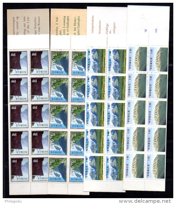 Paysages Norvégiens, 4 X C 682 / 683**, 4 X  C727 / 728**, Cote 192 € - Carnets