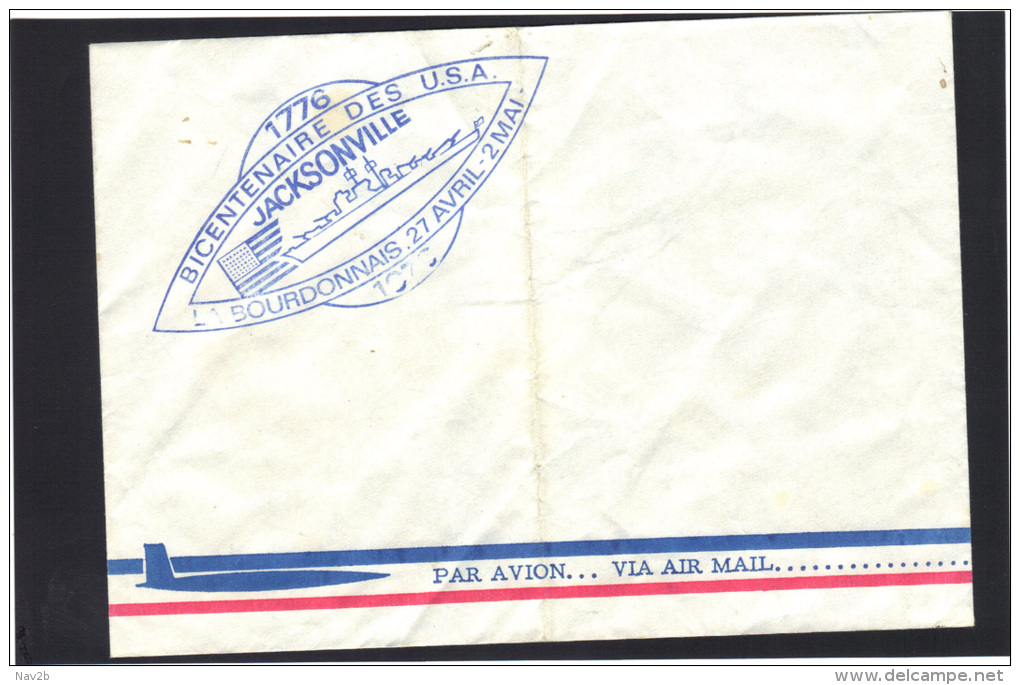 Enveloppe Avec Cachet Du Navire  " La Bourdonnais " à Jacksonville Pour Le Bicentenaire Des USA . 1976. - Boats