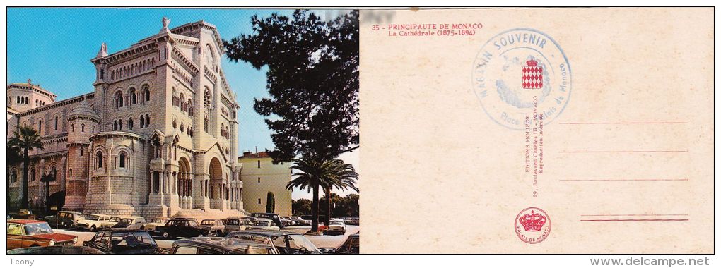 CPSM 10X15  De MONACO -  La  CATHEDRALE - Cachet  Du MAGASIN SOUVENIR - VOITURES - Kathedraal Van Onze-Lieve-Vrouw Onbevlekt Ontvangen